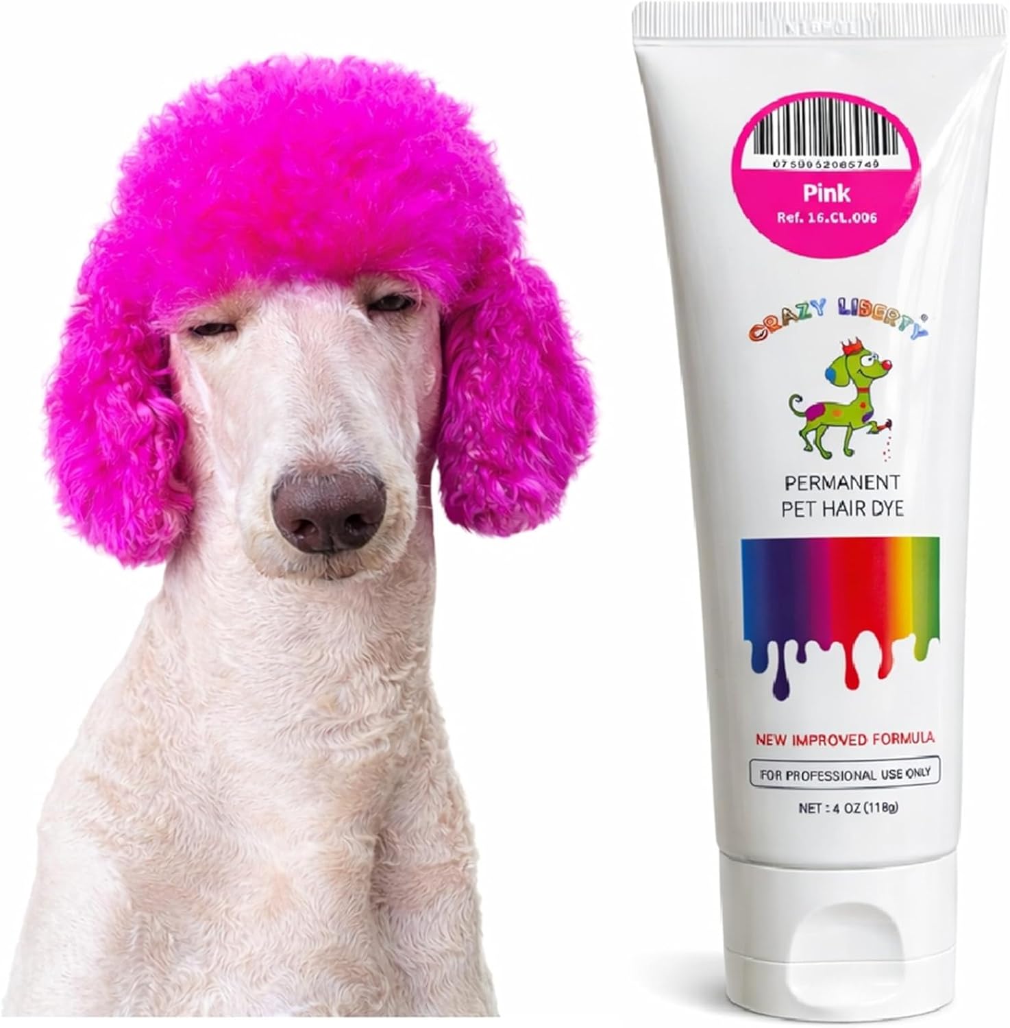 Crazy Liberty Permanent Pet Hair Dye Pink tube front view authentic USA product