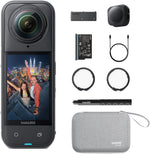 Insta360 X5 Essentials Bundle front view showcasing camera lens and body design