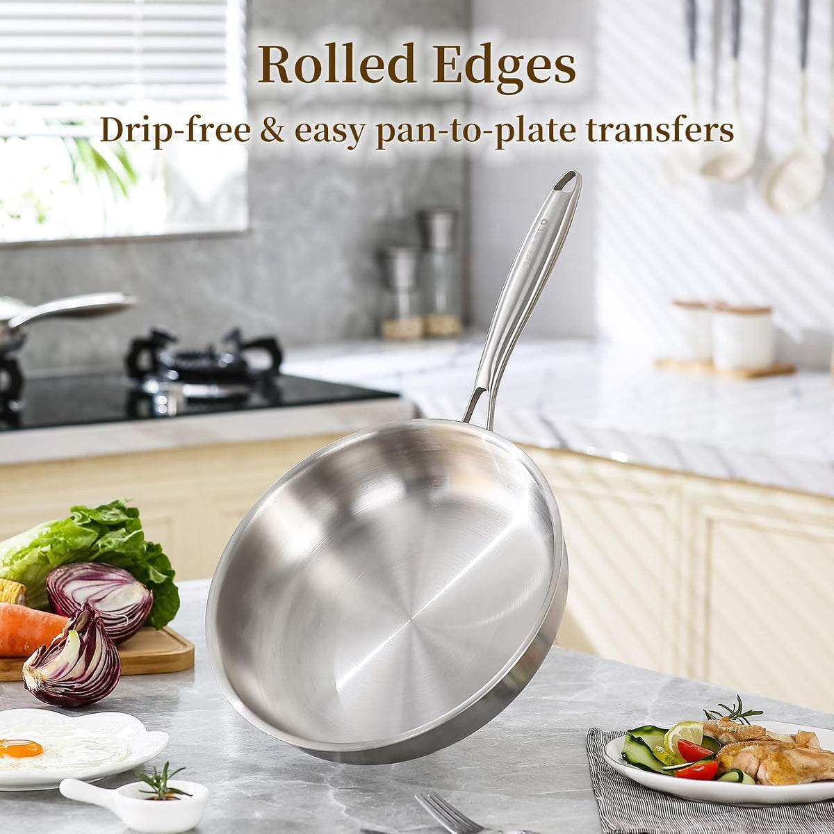 DELARLO frying pan pouring rim detail