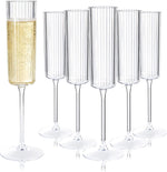 Joyido 36 Pack Clear Plastic Champagne Flutes front view for wedding decor.