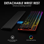 Ollyn 104 keys keyboard displaying vibrant RGB border light belt