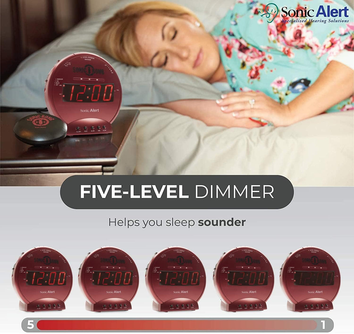 Sonic Bomb Dual Extra Loud Alarm Clock with Bed Shaker, Black | Sonic Alert Vibrating Alarm Clock Heavy Sleepers, Battery Backup | Wake with a Shake - Image 12