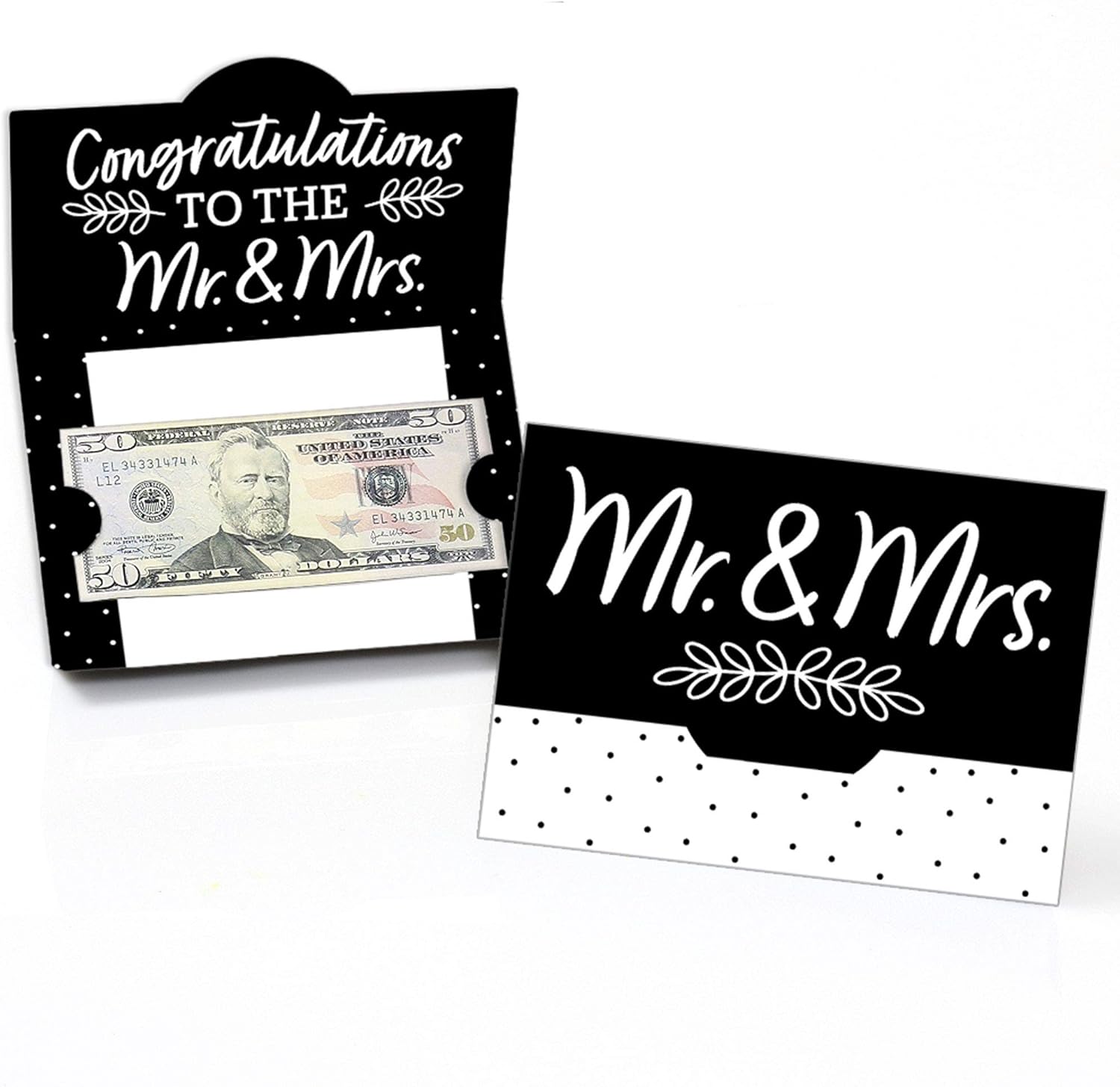 Big Dot of Happiness Mr and Mrs money holder front view