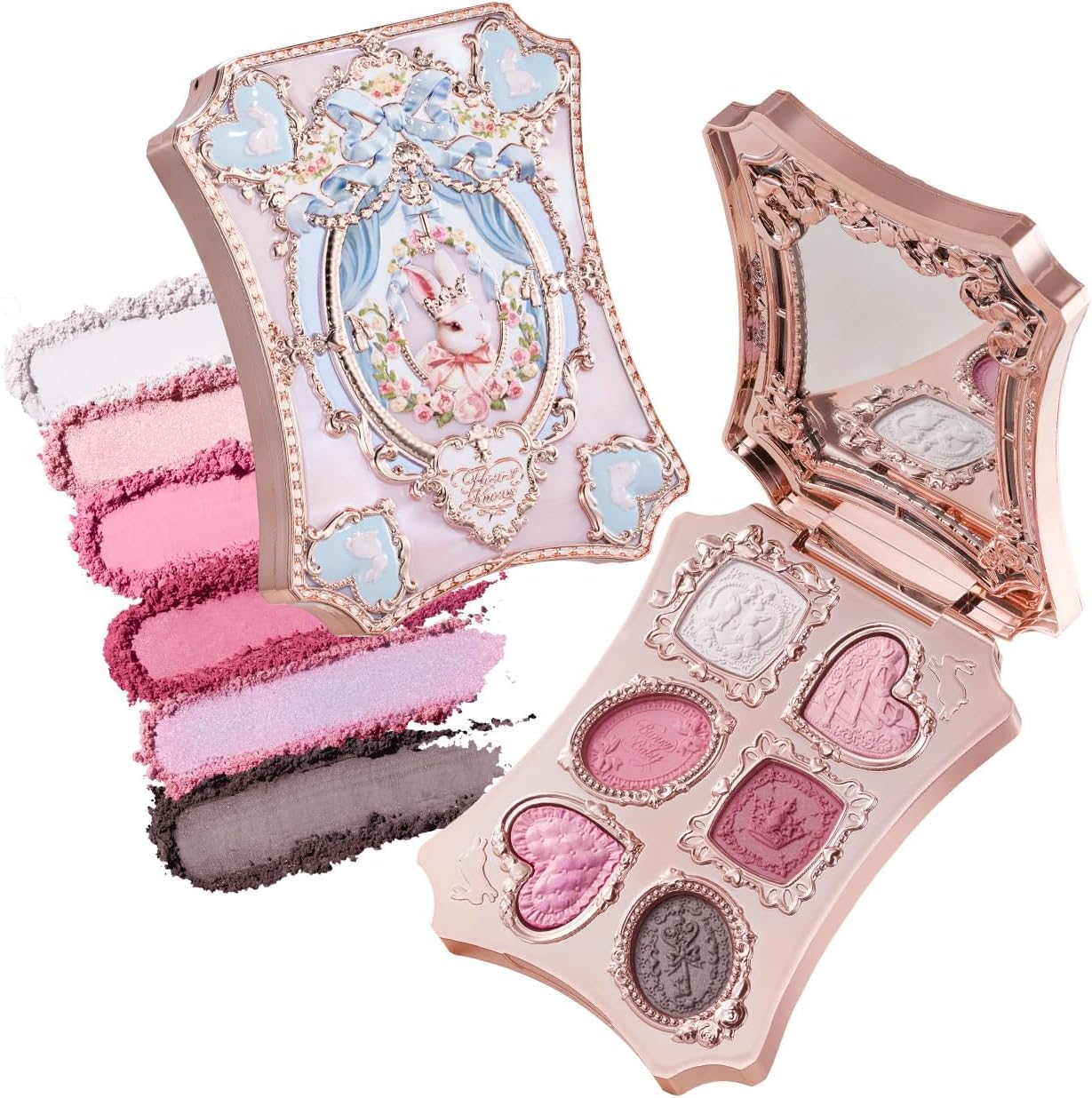Flower Knows Bunny Garden 6-Color Makeup Palette,Berry Pink Face Makeup with 2 Matte + 2 Shimmer + 2 Satin Shades,Blendable & Smooth,Cute Make Up Gift,0.23 oz(03 Ruby Berry) - Image 1