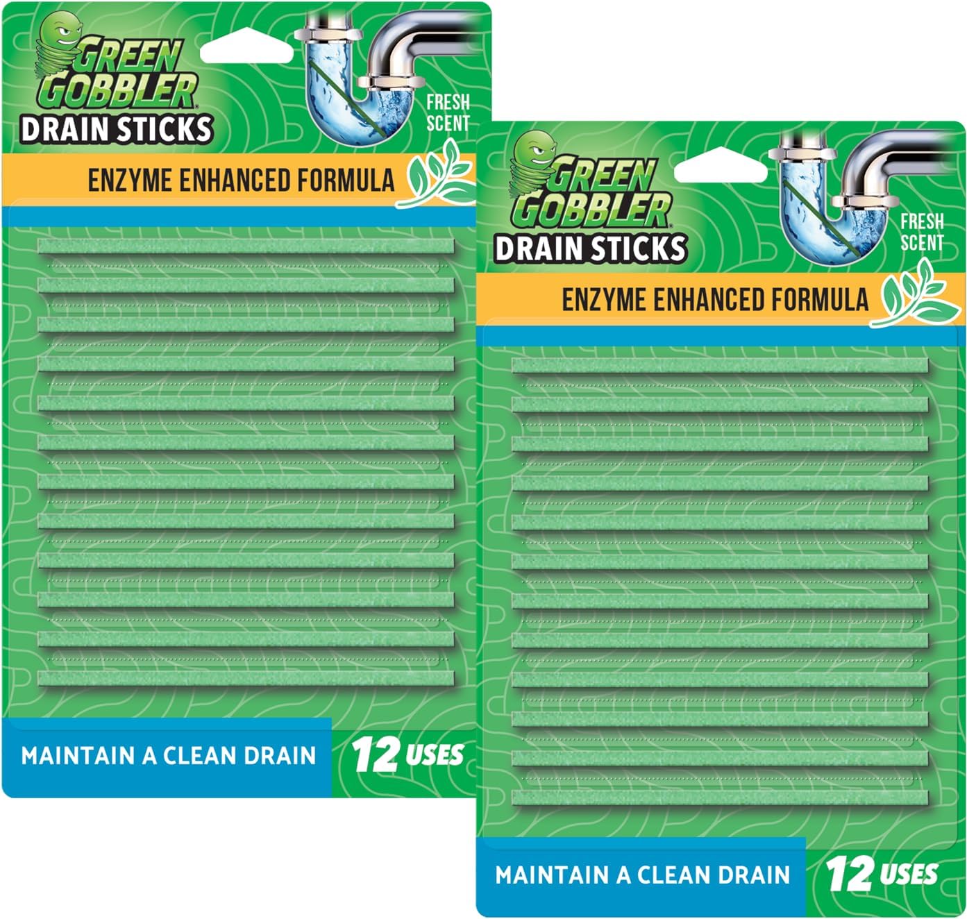 Green Gobbler Bio-Flow Drain Strips 24 pieces front view enzyme drain cleaner