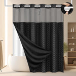 FADOTY no hook shower curtain black chevron front view in modern bathroom