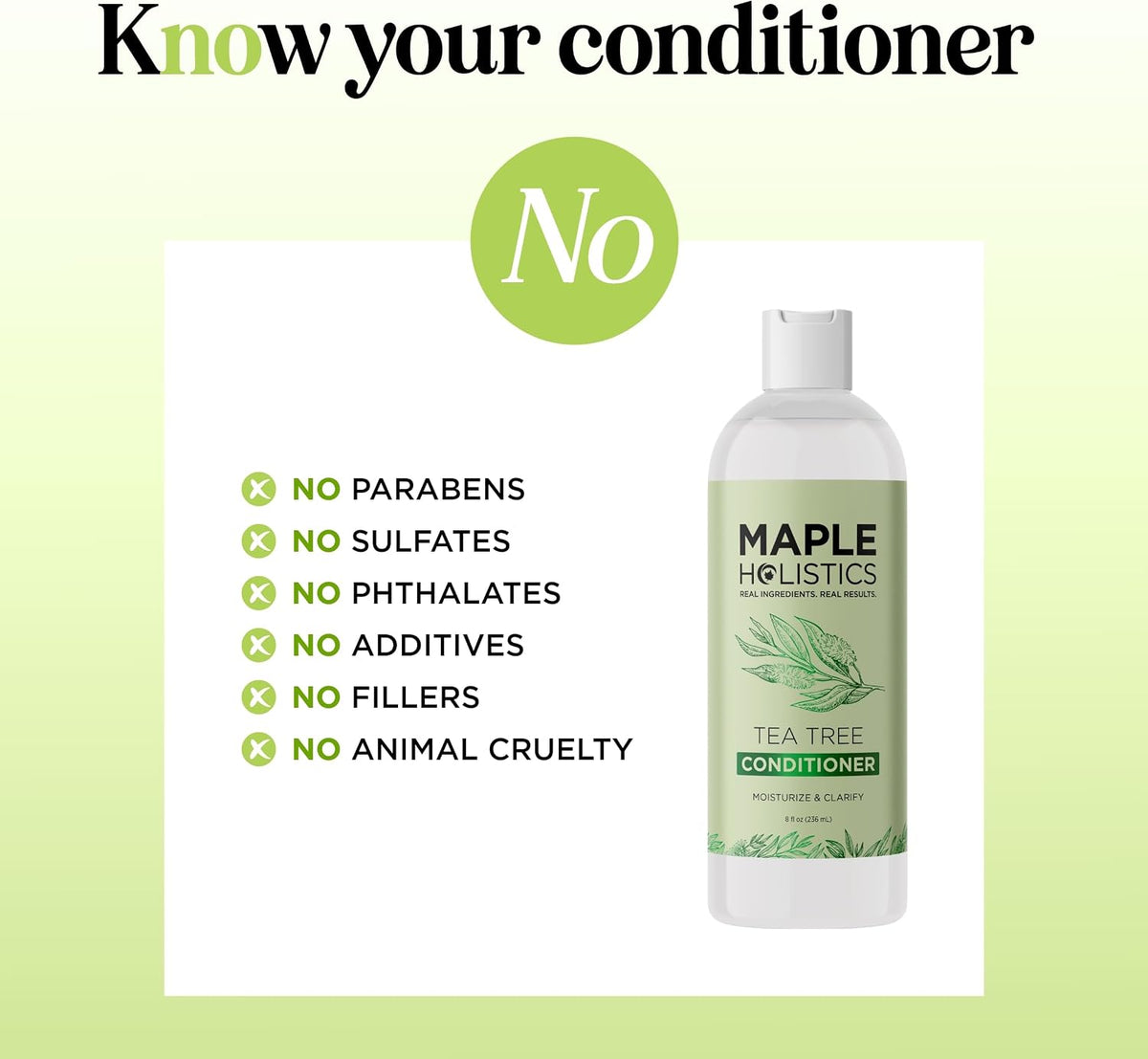 Maple Holistics tea tree conditioner pump dispenser detail