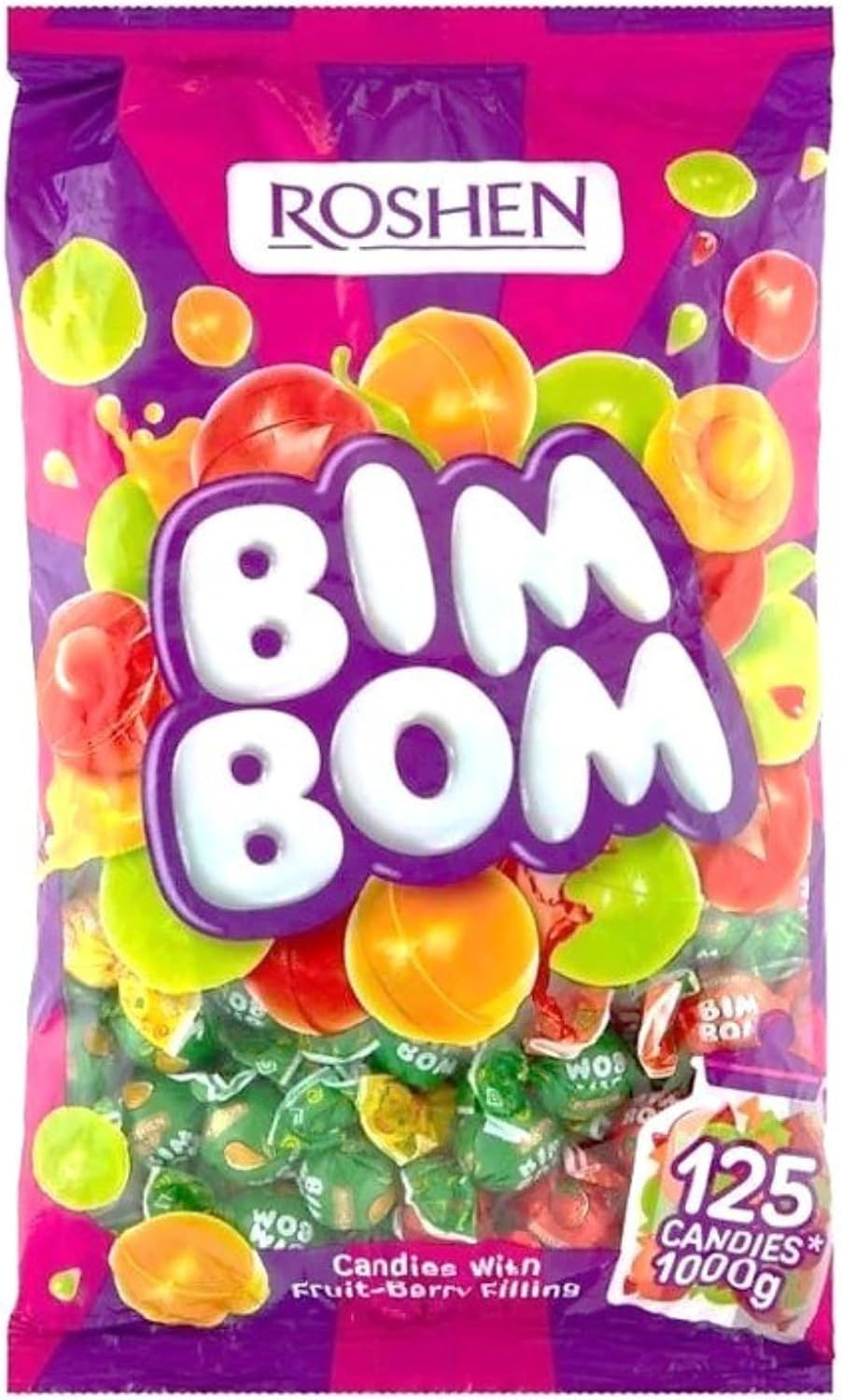 Roshen Bim Bom hard candy front view pouch packaging