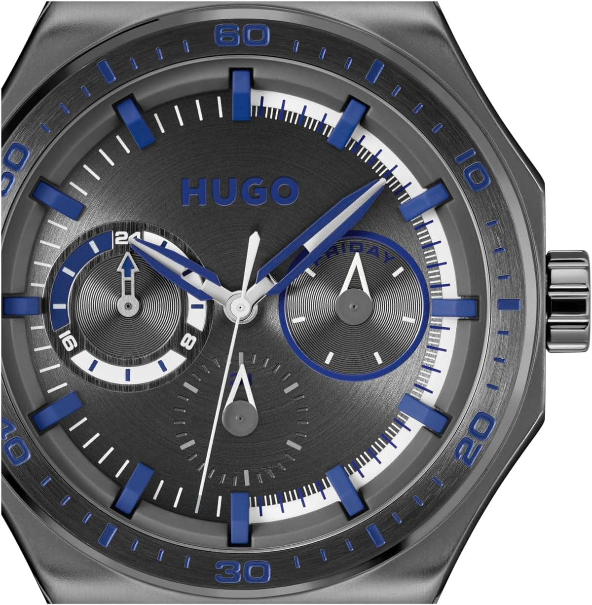 HUGO sports watch angular case close up