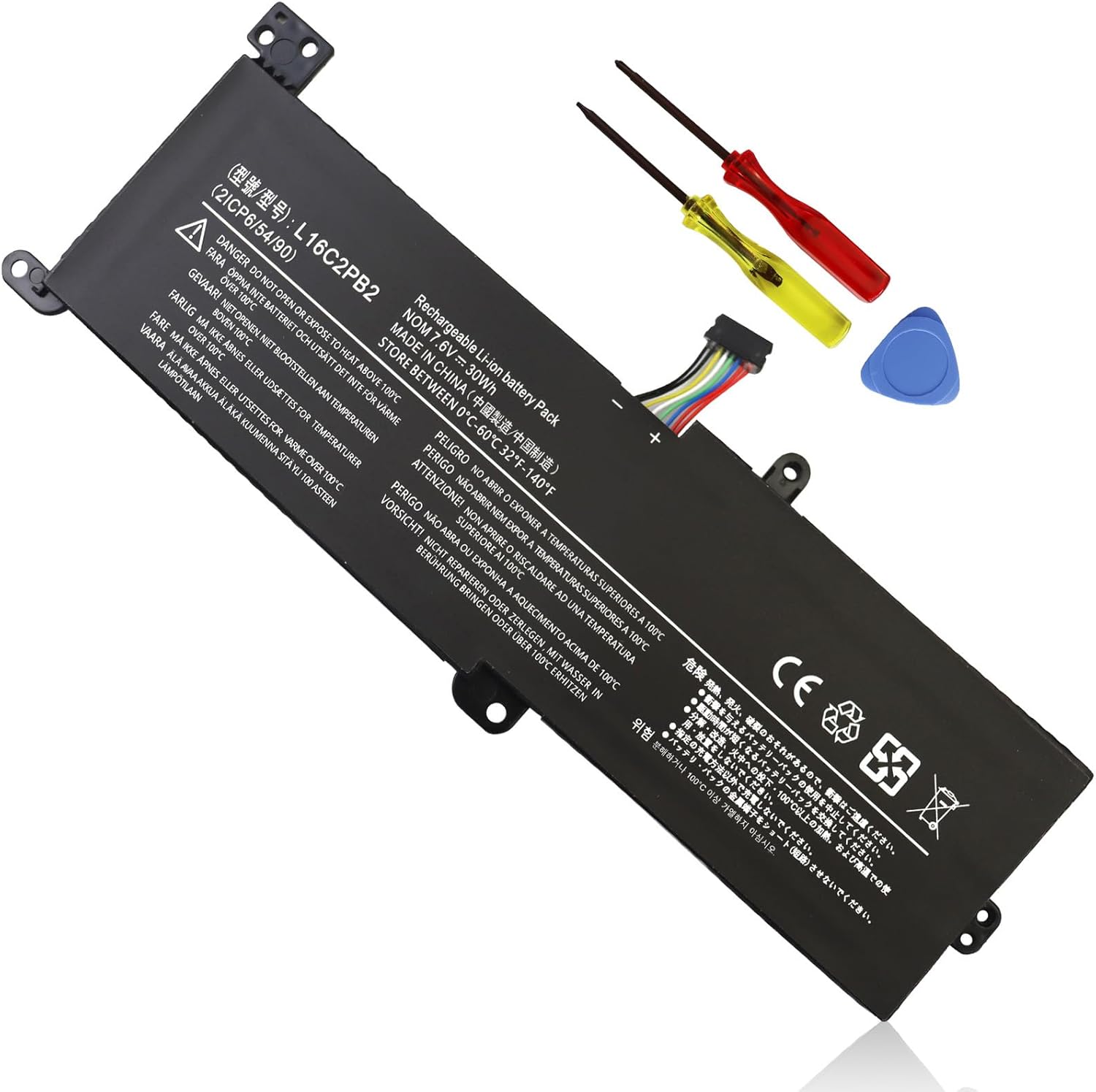 Bovekeey L16C2PB2 laptop replacement battery front view showing the technical specification label.