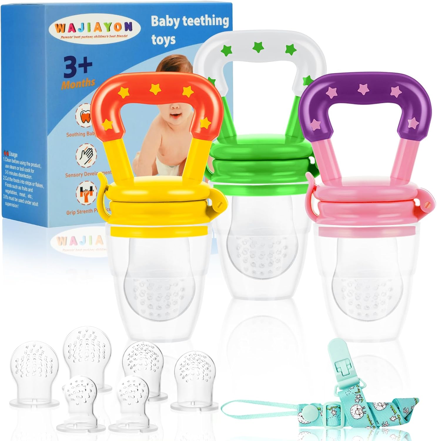 Wajiayon baby fruit feeder pacifier pink front view