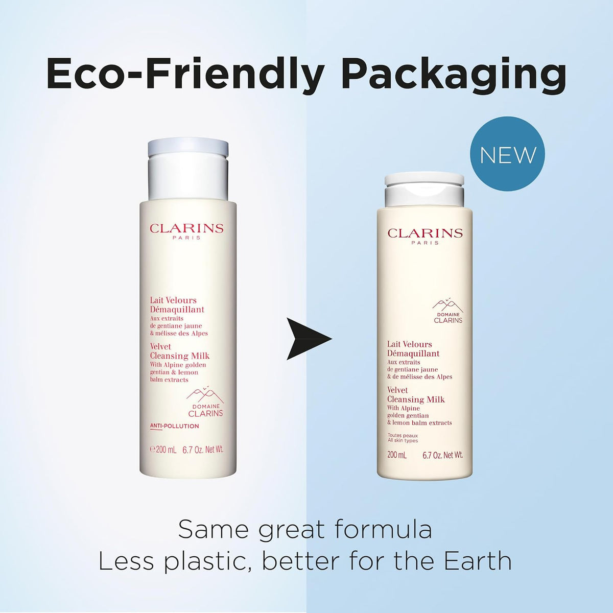 Clarins Velvet Cleansing Milk lifestyle shot with botanical extracts