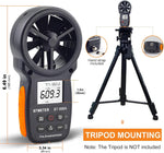 Rear view of the handheld anemometer highlighting the battery compartment and mount