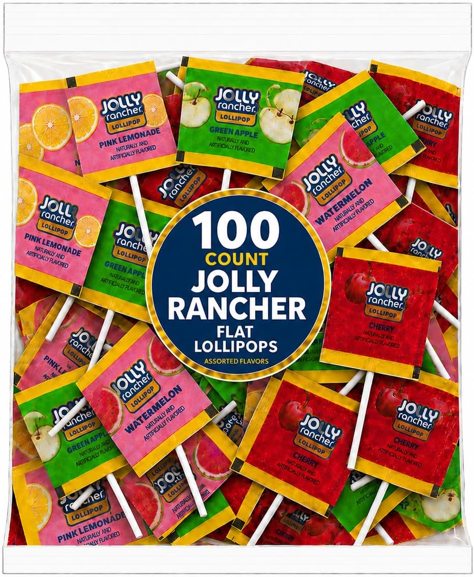 Authentic USA imported fruity hard candies showing the flat shape design.