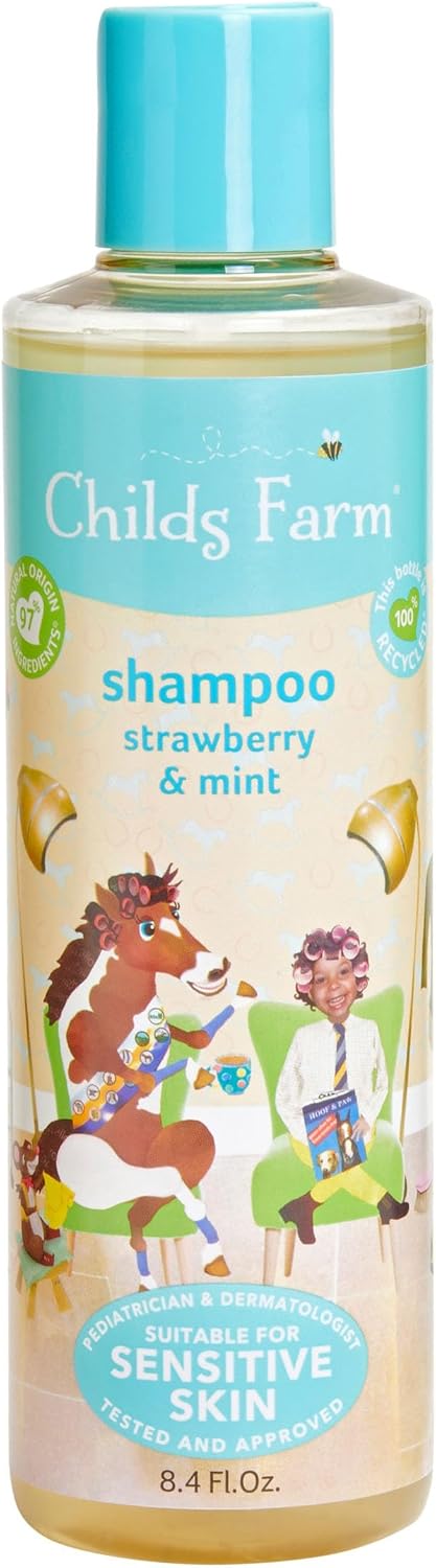 Childs Farm, Kids Shampoo for Dry, Sensitive, Eczema-prone Skin & Scalp, Strawberry & Organic Mint, Detangles & Nourishes, Vegan, Cruelty-Free, 8.4 Fl Oz - Image 1