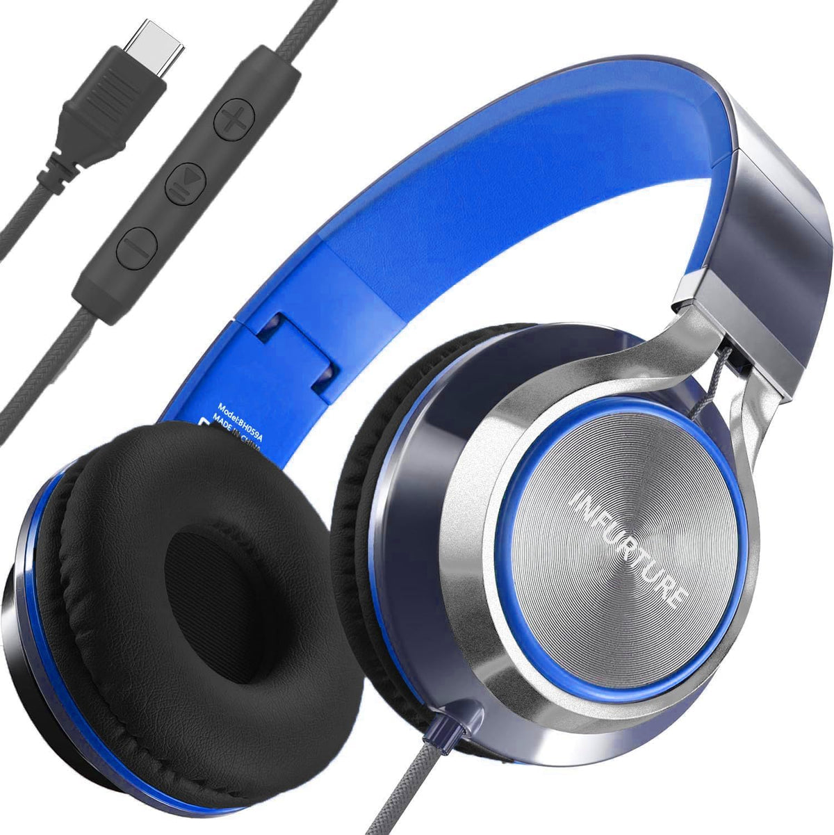 INFURTURE USB C Headphone for Kids & Adults Over-Ear Headphone with HD Mic | Adjustable Wired Headphones for School, Comfort Ear Cups, Hi-Fi Stereo, Cord for iPhone 17, iPad, Tablet, Laptop, Travel - Image 13