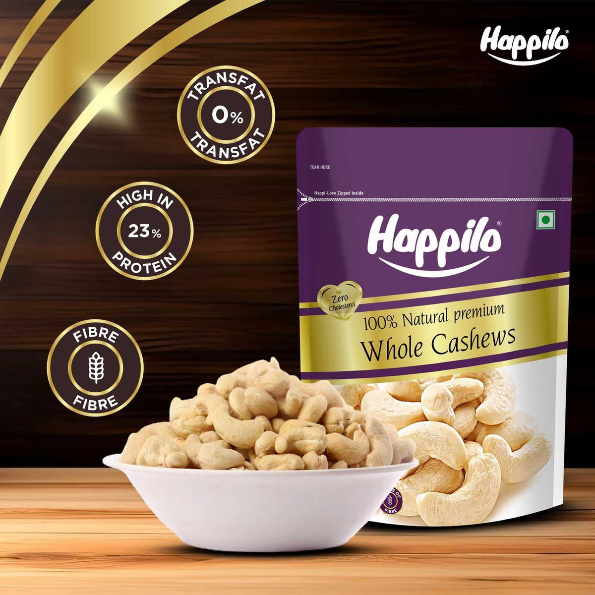 Happilo dry fruits resealable zip lock pouch packaging