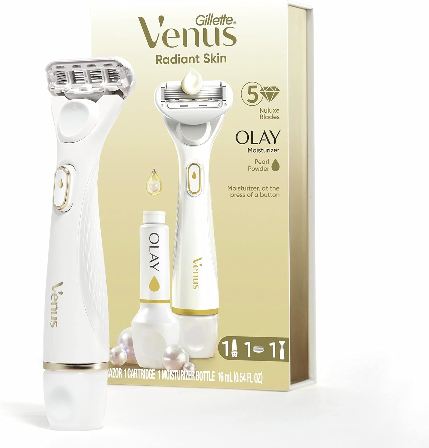 Gillette Venus Radiant Skin Moisturizing Women's Razor For Dry And Sensitive Skin With Olay Moisturizer Dispenser, 1 Serum, And 1 Razor Blade Refill - Image 1
