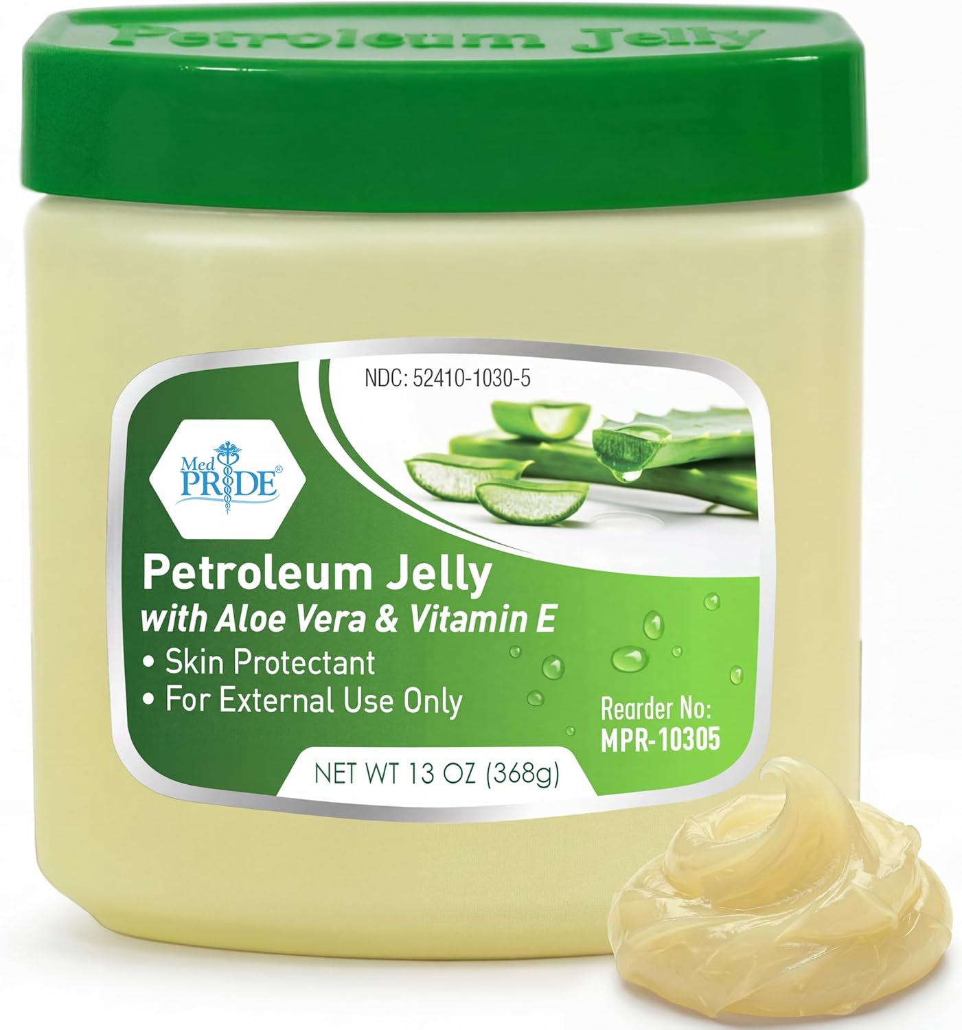 MED PRIDE Petroleum Jelly with Aloe Vera & Vitamin E, 13 oz – Skin Protectant and Moisturizing Ointment for Dry or Irritated Skin, Rashes, Chapped Lips, Minor Cuts, Burns and Diaper Rash - Image 1