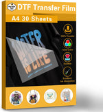 OneMoreBuck DTF Transfer A4 30 Sheets, Matte Clear PreTreat Sheets PET Heat Transfer Paper for DIY, Direct to Film Print on Any Textile - Image 1
