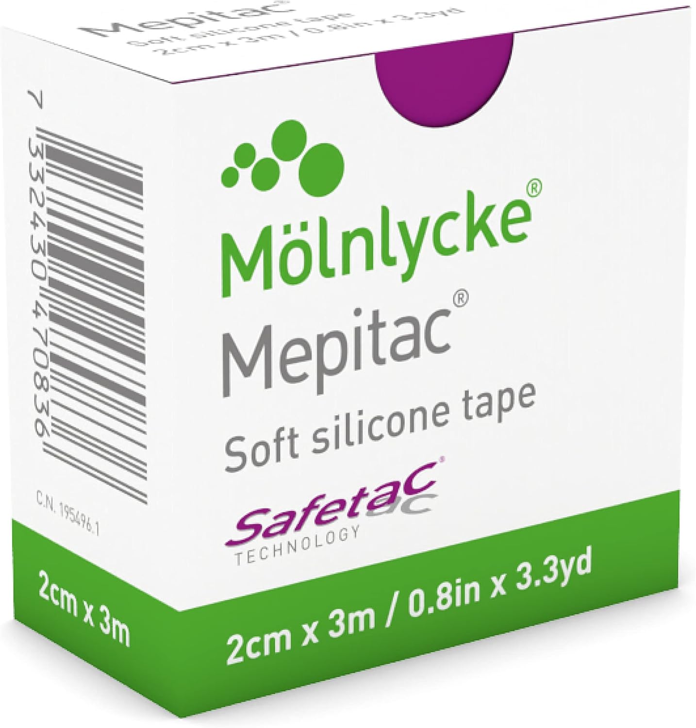 Mölnlycke Mepitac Soft Silicone Tape front view packaging for sensitive skin medical fixation