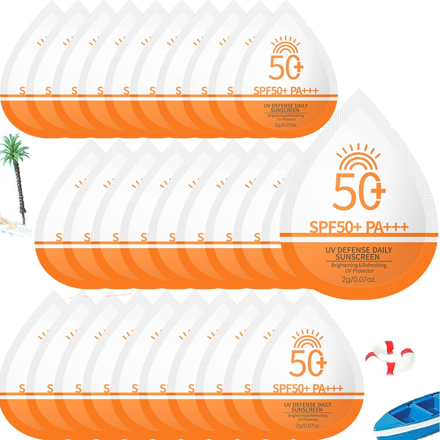 Lotizuo mini sunscreen packets 50 pieces travel size front view