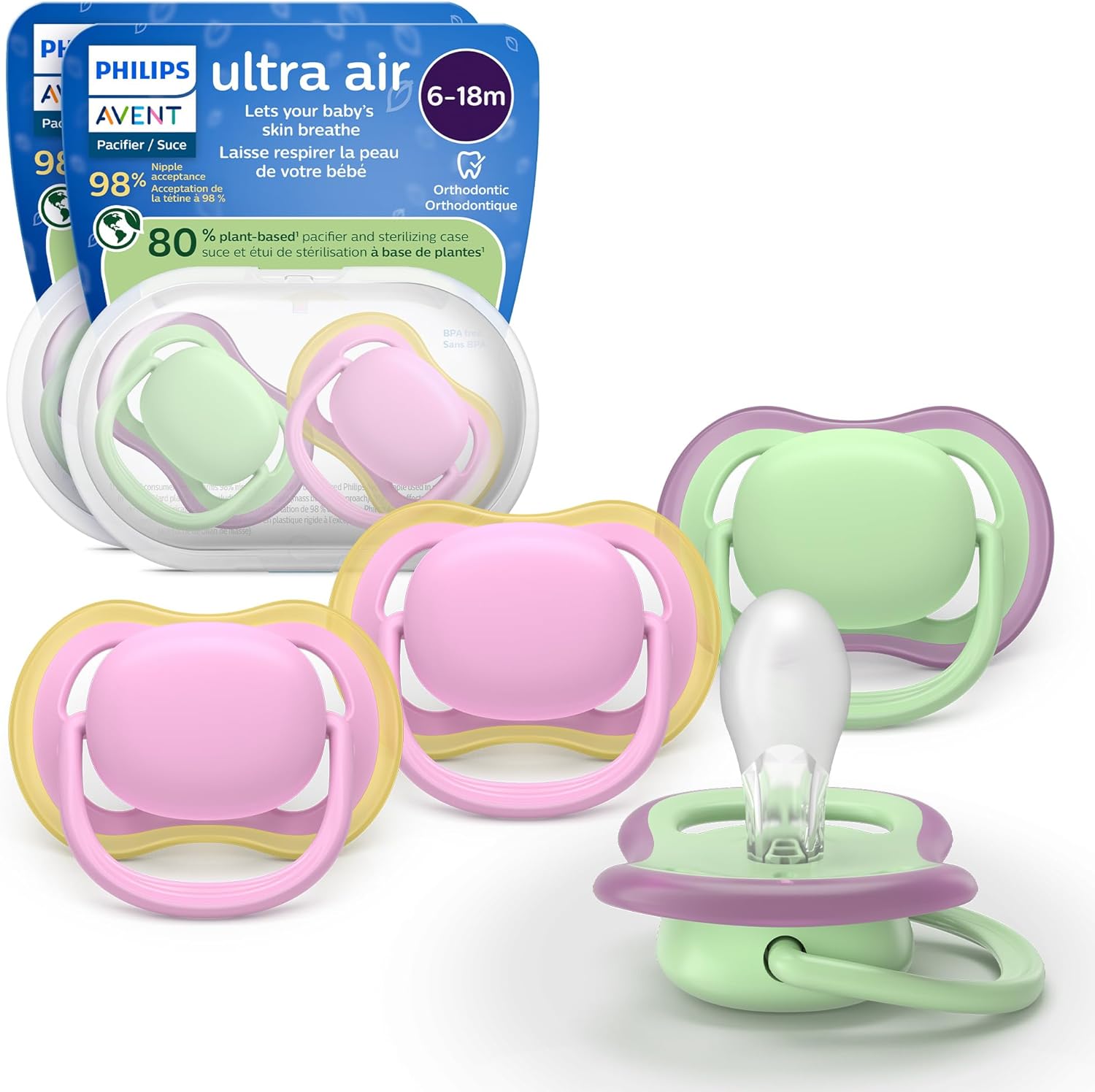 Philips Avent Ultra Air pacifiers 4 pack front view