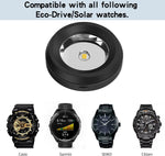 Rounkin solar watch charger supporting a timepiece