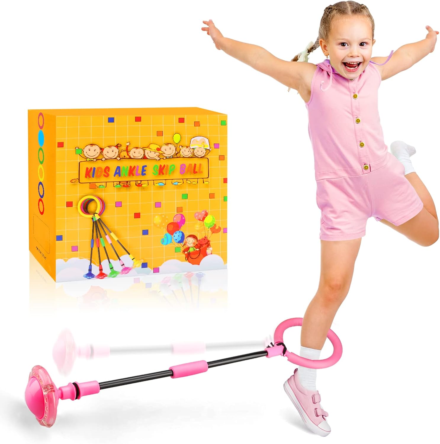 Chridark foldable ankle skip ball in pink front view