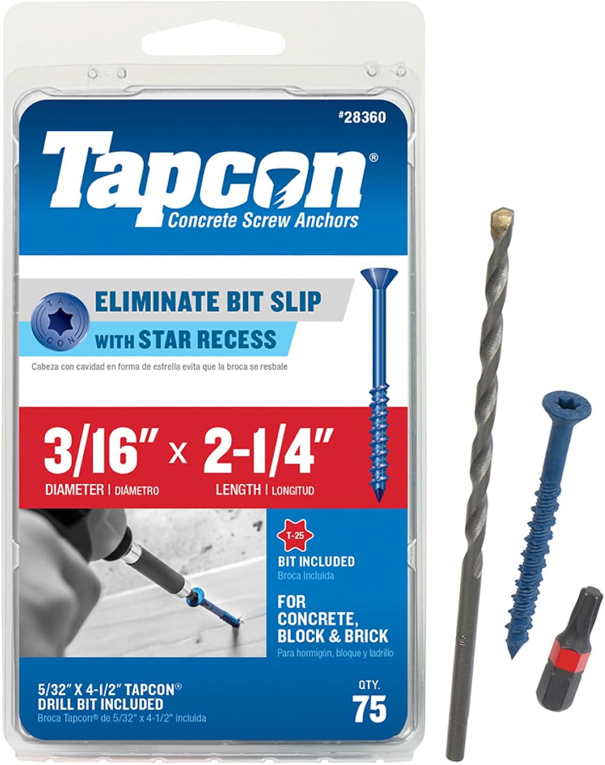Tapcon Star Head Blue Climaseal Concrete Screws box front view authentic USA import