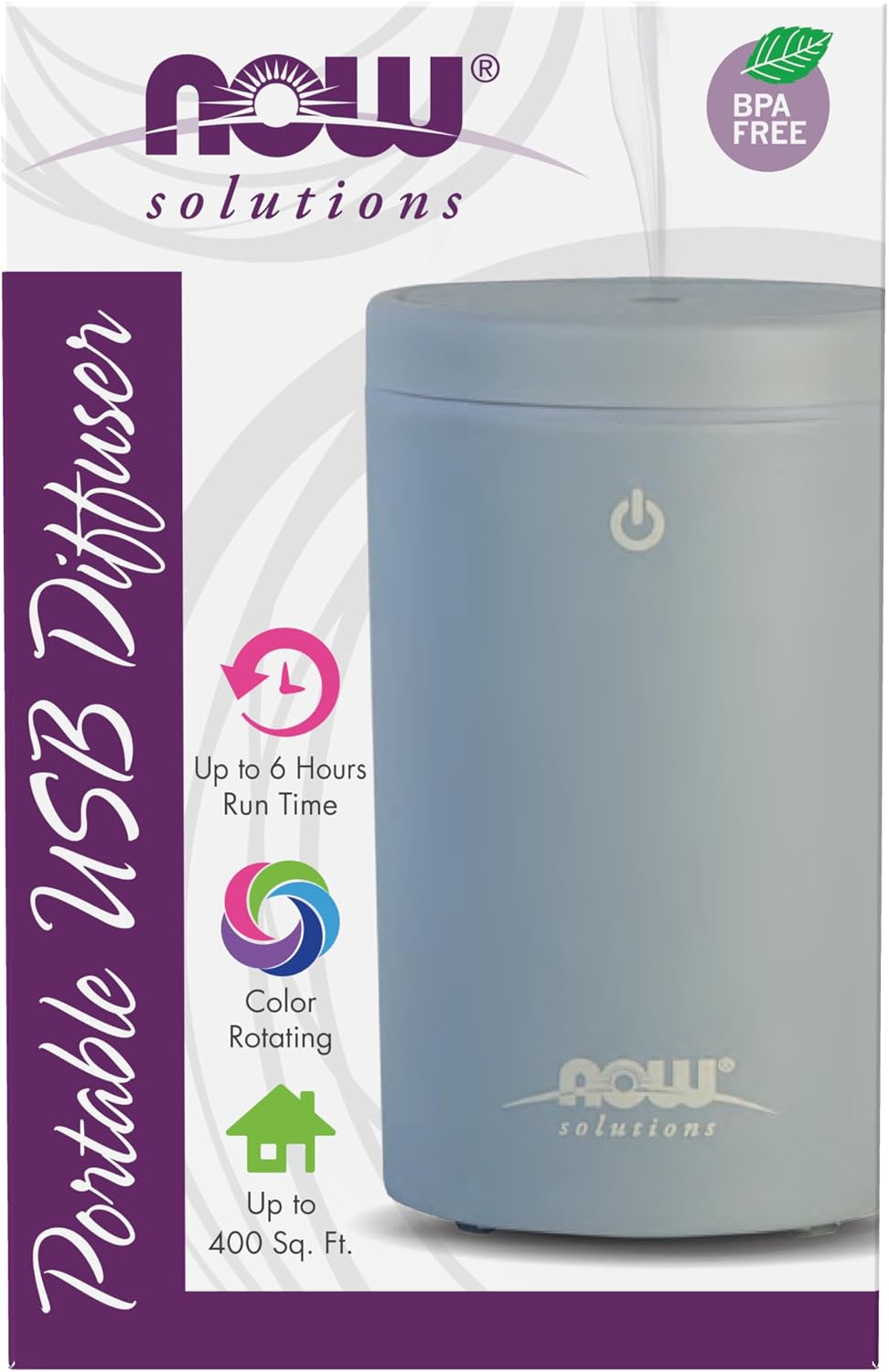 Now Foods portable USB ultrasonic oil diffuser front view
