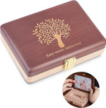 Yukidoke wooden baby tooth keepsake box front view with tree engraving