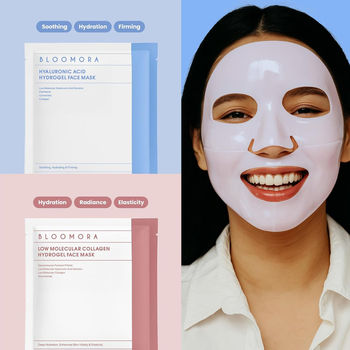 Complete four count box set of Bloomora skincare treatment