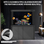 Static cling aquarium black background sheet being applied to a glass fish tank