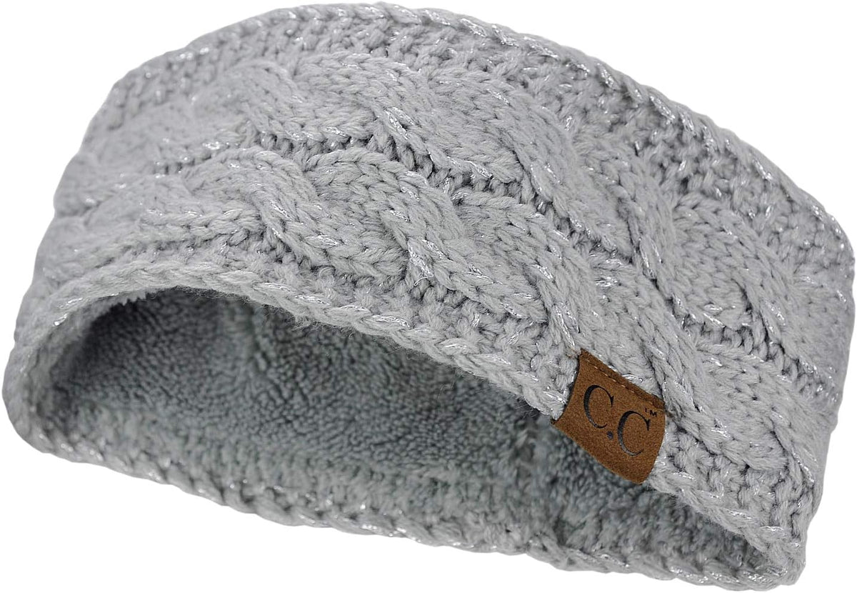 C.C cable knit headband showing textured braid pattern