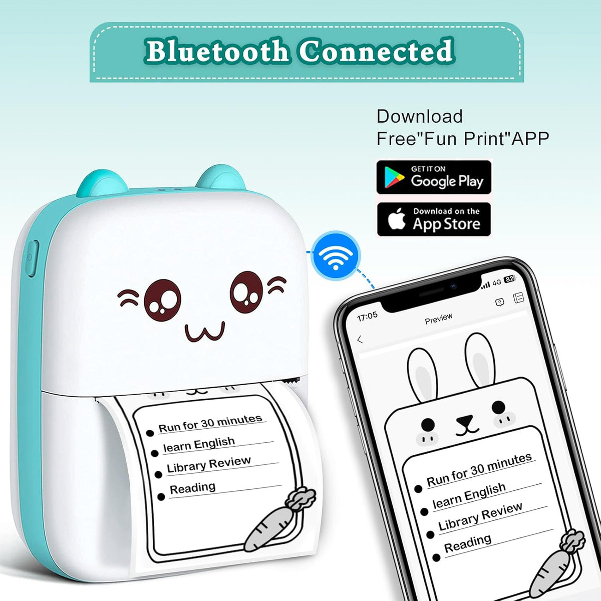 Carpower inkless Bluetooth printer with paper rolls