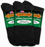 Extra Wide Athletic Crew Socks - Up to 6E Width - Made in USA - 3 Pack | Superior Stretch, Wide Foot, Ankle & Calf - Non-binding - Made in USA - Image 10