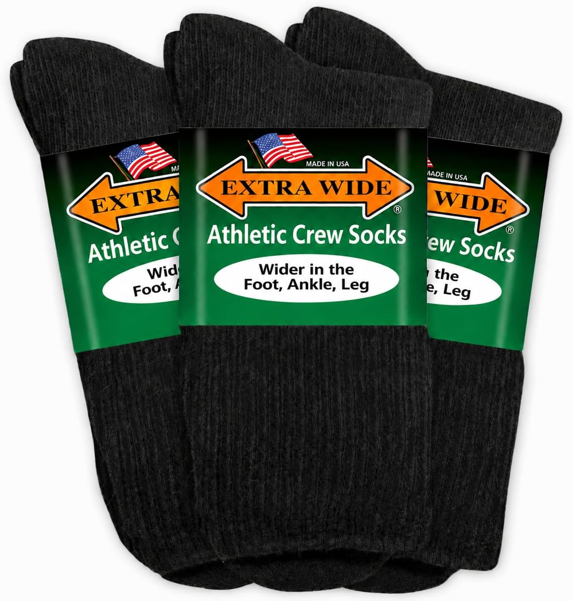 Extra-Wide Sock Company extra wide athletic crew socks front view