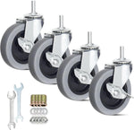 Caster Wheels, Heavy Duty Casters Threaded Stem Casters No Noise Swivel Casters Locking Castor Wheels for Funiture, Workbench, Carts (3 Inch, Imperial Size 5/16''-18x25mm) - Image 12