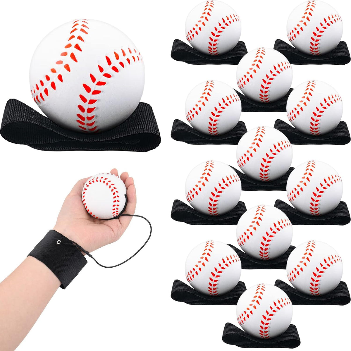 Deekin 12 piece baseball wrist return ball set front view