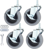 Caster Wheels, Heavy Duty Casters Threaded Stem Casters No Noise Swivel Casters Locking Castor Wheels for Funiture, Workbench, Carts (3 Inch, Imperial Size 5/16''-18x25mm) - Image 10
