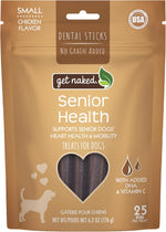 Get Naked senior health dog dental sticks in a bowl