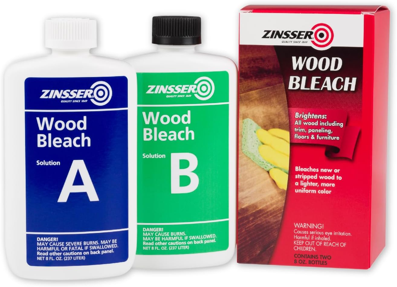 Zinsser Wood Bleach Kit | Lighten Furniture, Floors, Cabinets, Trim | Removes Red Tone | 2-Step Brightening System | 2-Step 8 fl. oz. Kit (16 fl. oz. Total) - Image 1