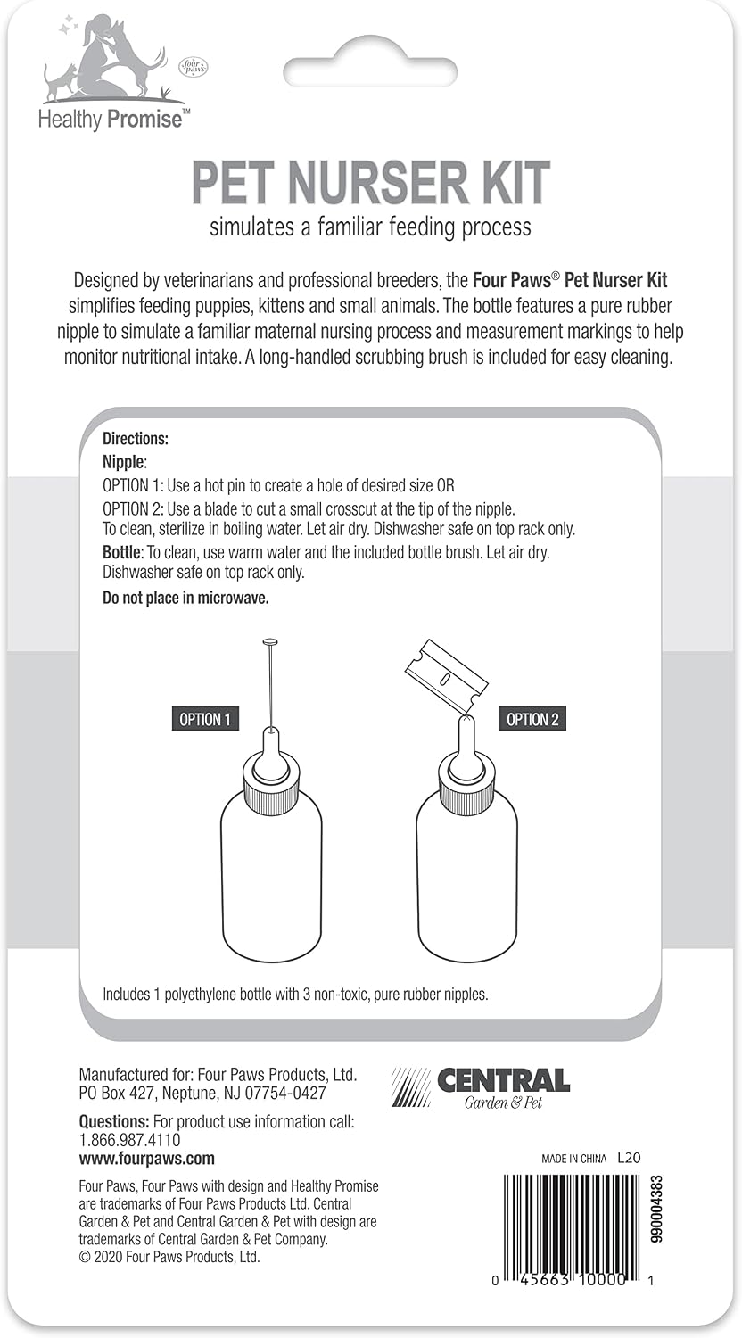 Top rack dishwasher safe puppy and kitten nursing bottle set components.