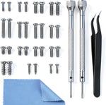 PFDHQS eyeglass repair kit front view showing precision screwdrivers and organized micro screws