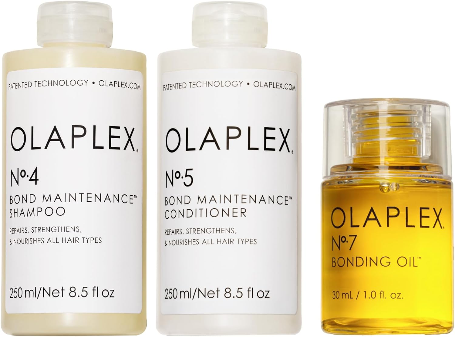 Olaplex Wash and Shine Kit front view featuring shampoo conditioner and oil