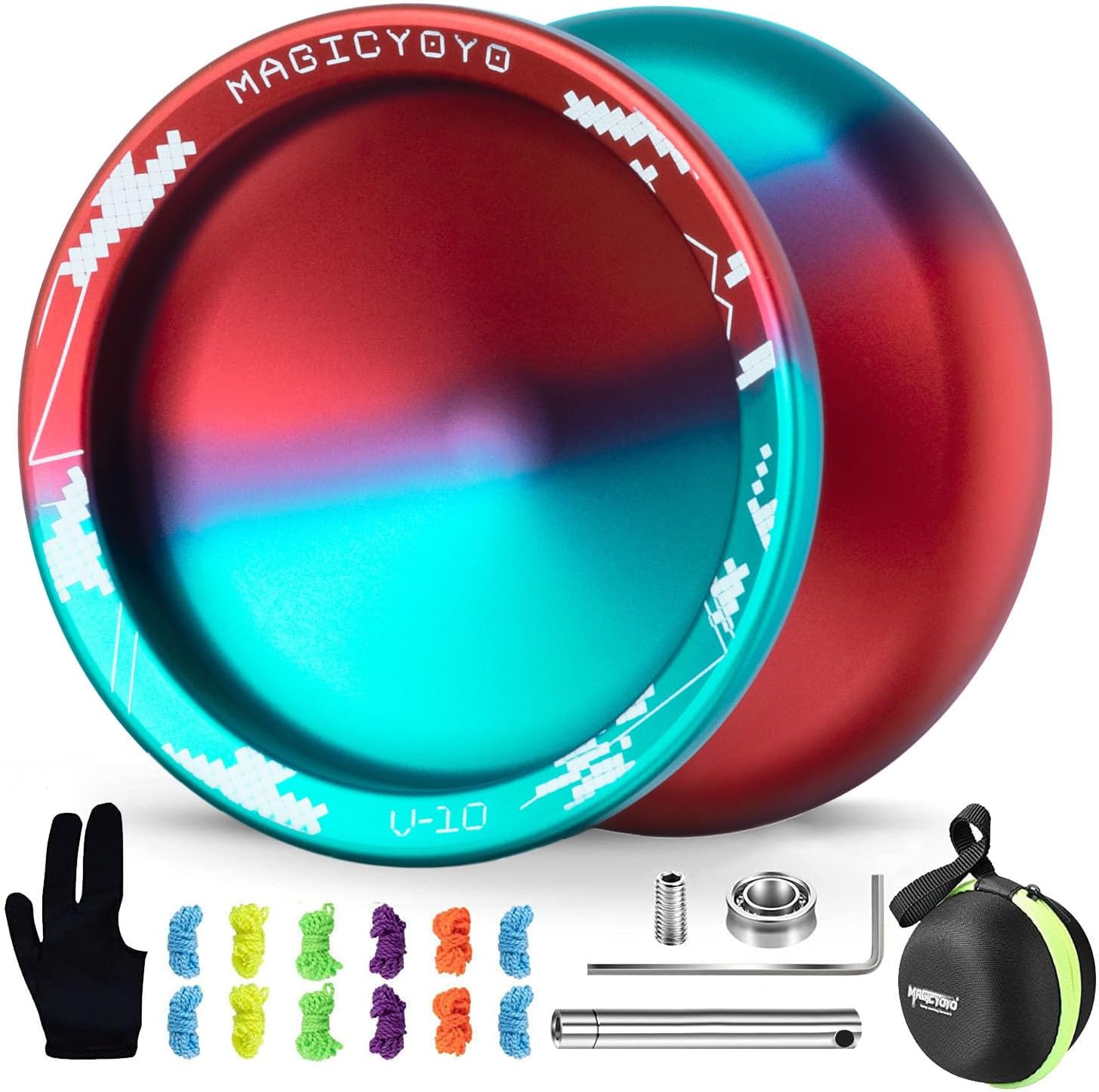 Magicyoyo V10 Professional Finger Spin Yoyo in Blue Red