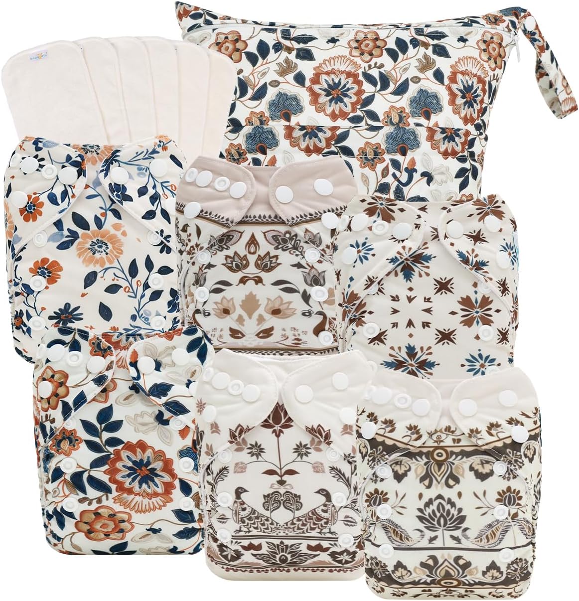 Babygoal Boho Newborn Cloth Diapers 13 piece set front view