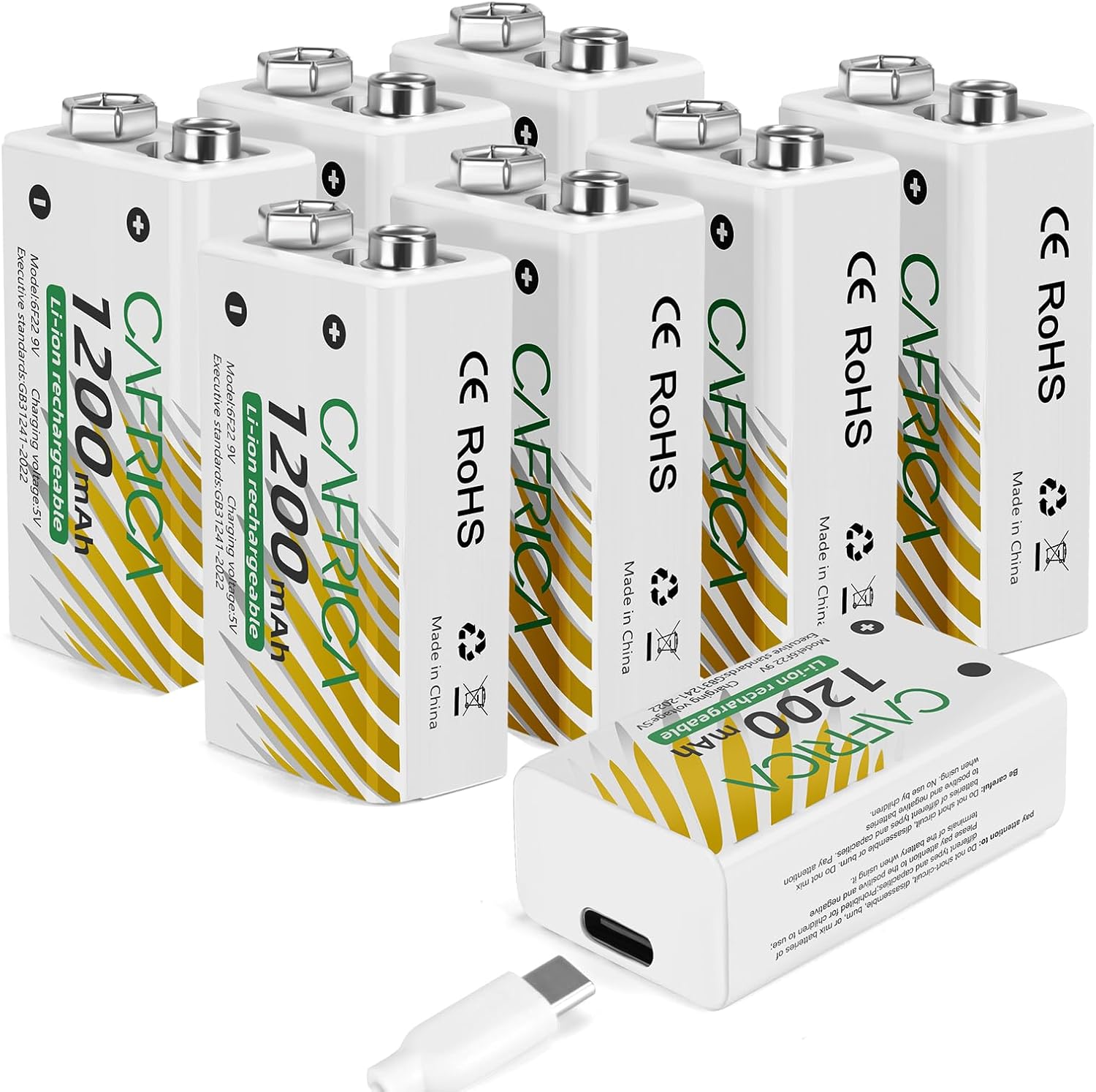9 Volt Lithium Battery, 8 Pack Rechargeable 9V Batteries for Smoke Detector,Wireless Microphones, multimeters - Image 1