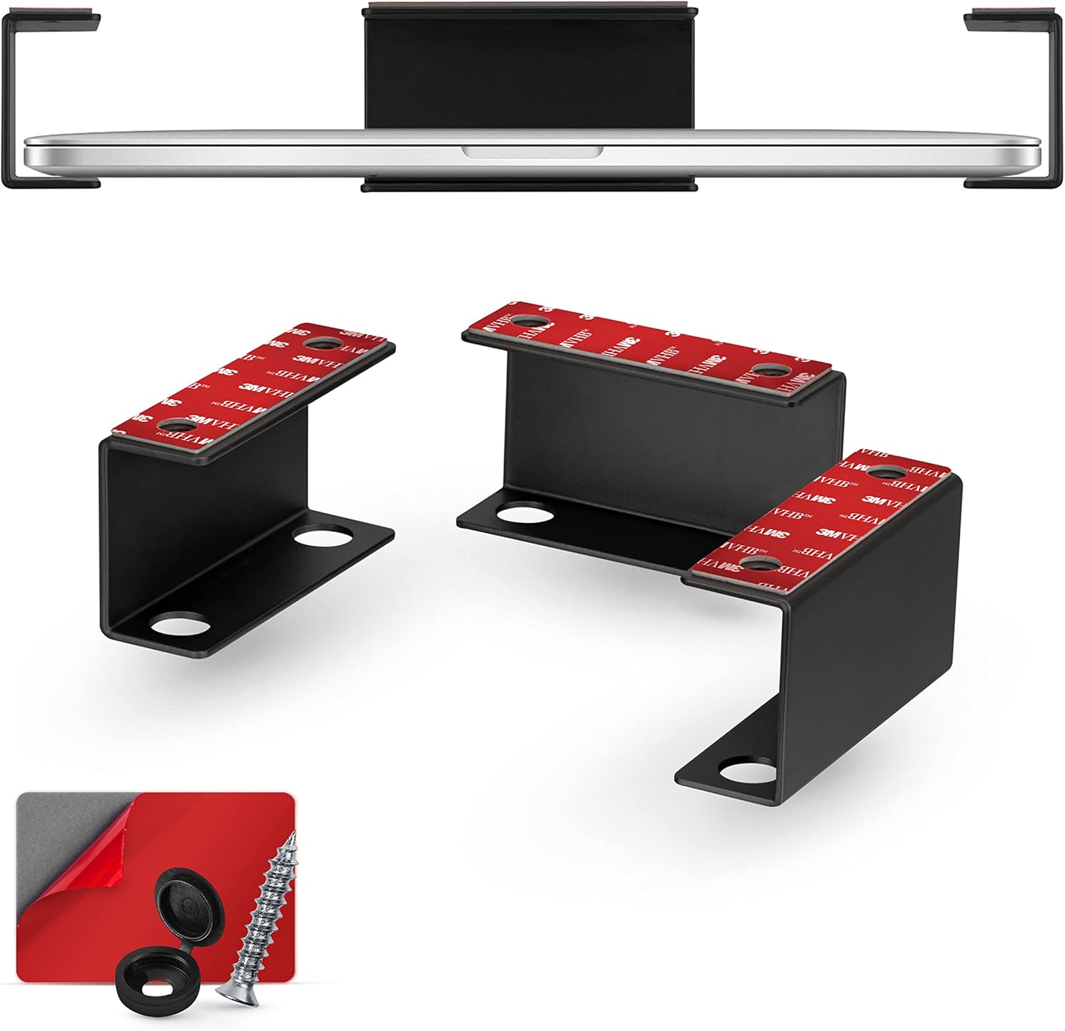 Brainwavz Under Desk Laptop Holder Mount Metal Black side profile